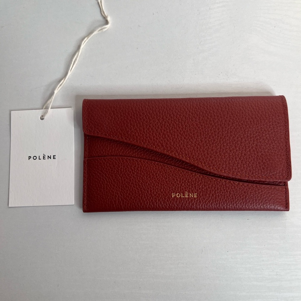 COPY - Polene Paris Leather Wallet. Cognac Color. BNWT. Bag Purse Handbag. Sier…